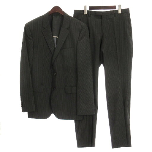 【中古】ヒューゴボス HUGO BOSS セットアップ スーツ ストライプ テーラード ジャケット パンツ スラックス ブラック 50 L メンズ 【ベクトル 古着】 250707 【中古】ヒューゴボス HUGO BOSS セットアップ スーツ ストライプ テーラード ジャケット パンツ スラックス ブラック 50 L メンズ 【ベクトル 古着】 250707