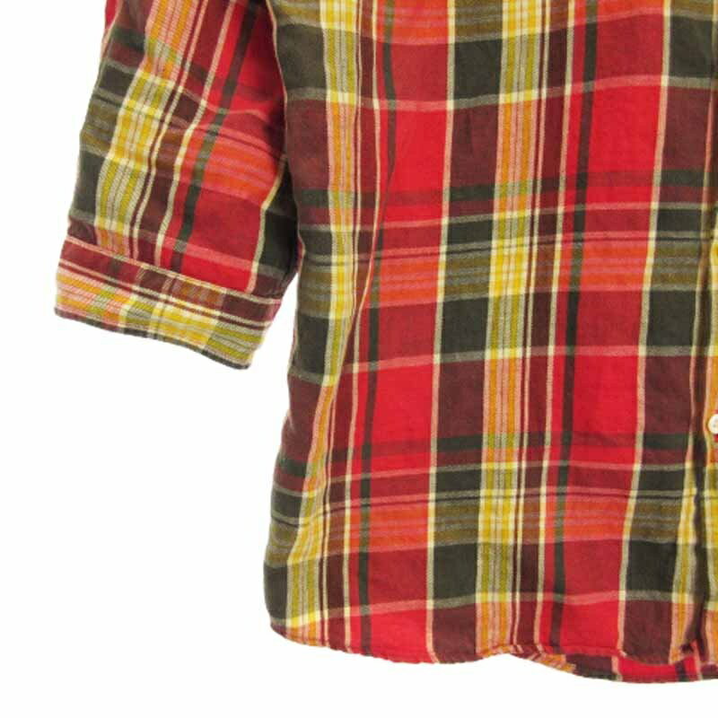 【中古】ビームス BEAMS シャツ 長袖 チェック コットン リネン 赤 レッド L メンズ 【ベクトル 古着】 250729
