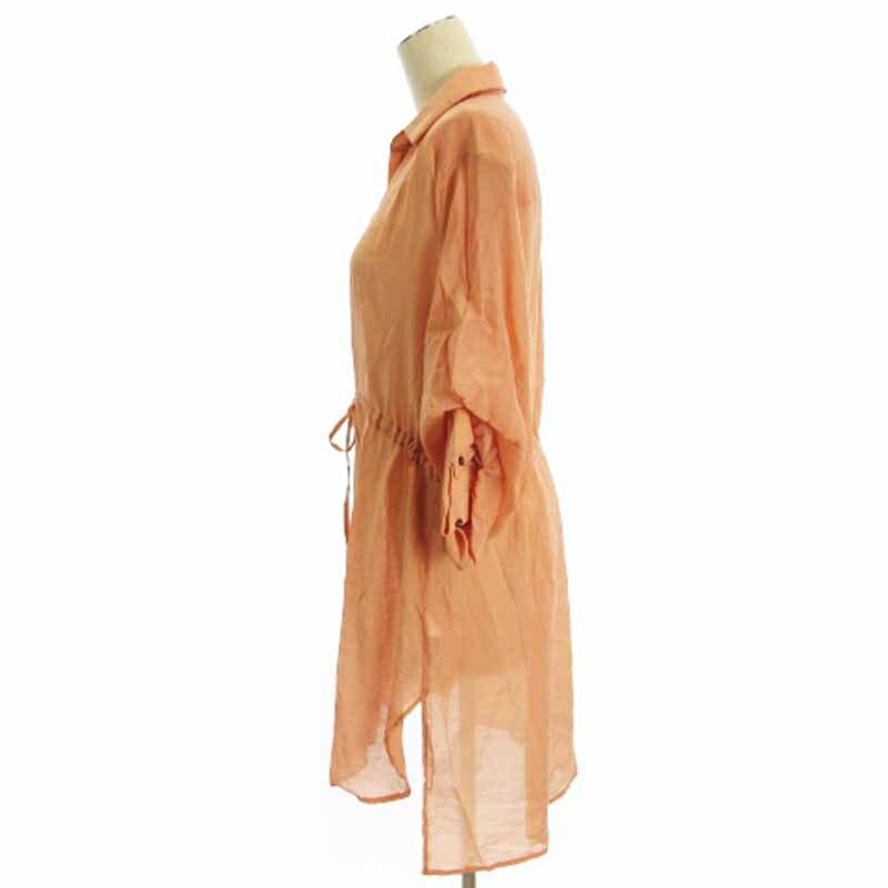 【中古】イェッカヴェッカ YECCA VECCA シアー 2way 袖バルーン チュニック シャツ ブラウス 長袖 サーモンピンク F レディース 【ベクトル 古着】 250729