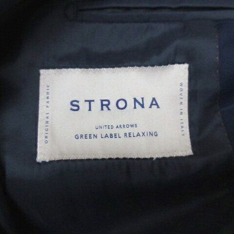 【中古】グリーンレーベルリラクシング ユナイテッドアローズ green label relaxing STRONA スーツ セットアップ ウインドーペン 2ボタン ジャケット パンツ チェック 46 ネイビー 250904E メンズ 【ベクトル 古着】 250904