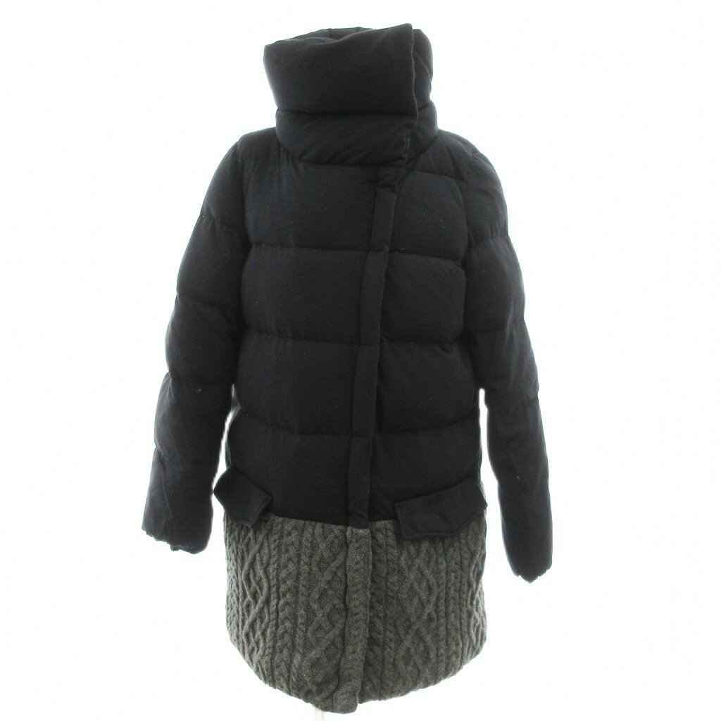【中古】ミューニック Munich ダウンコート ニット切替 ケーブル編み S 黒 ブラック グレー /JS ■FF レディース 【ベクトル 古着】 251113