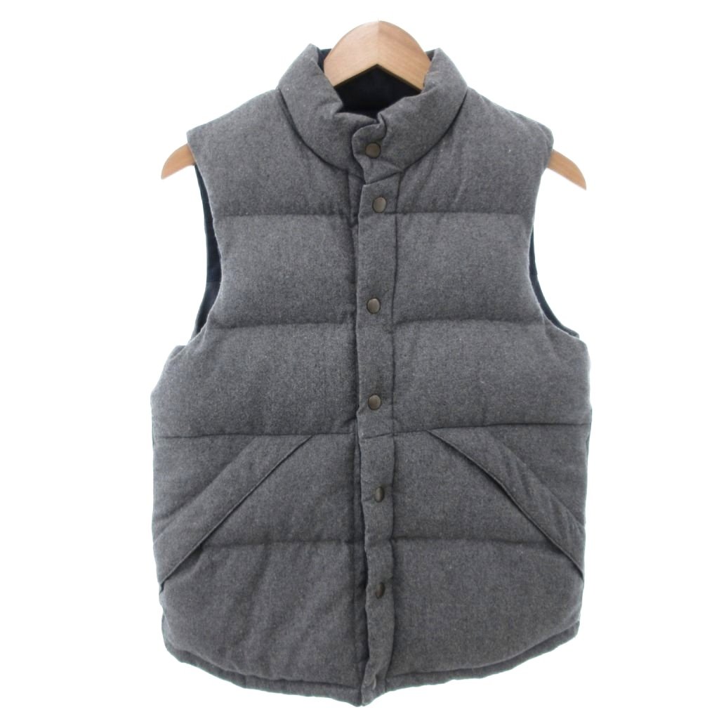 【中古】ワインドアンドホイッスル Wind＆Whistle 中綿ベスト ウール M グレー ネイビー リバーシブル ..
