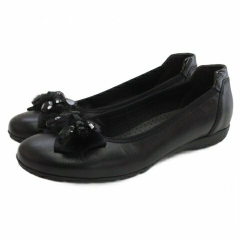 【中古】ガボール Gabor ビジュー リボン パンプス 4.5 ブラック 251114E 靴 レディース 【ベクトル 古着】 251114