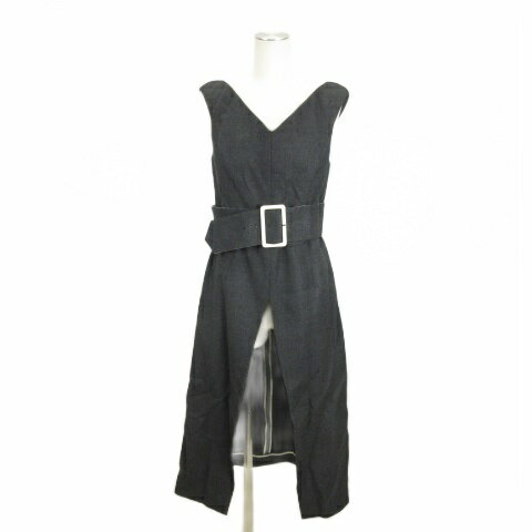 【中古】アドーア ADORE ジャンパースカート ワンピース ウール スリット 36 チャコールグレー ■TC レディース 【ベクトル 古着】 260120