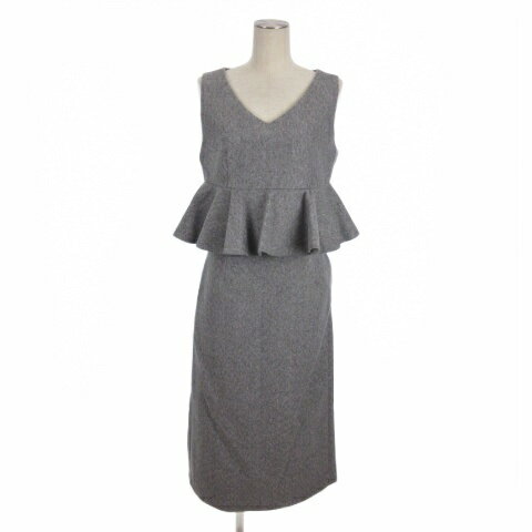 【中古】バースデーバッシュ BIRTHDAY BASH ウエストフリル ノースリーブ ワンピース ロング タイト M グレー ■TC レディース 【ベクトル 古着】 260120