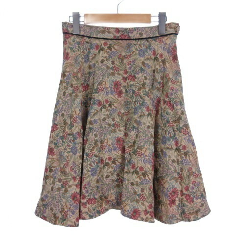 【中古】ロイスクレヨン Lois CRAYON ゴブラン織り スカート ひざ丈 M ベージュ ■TC レディース 【ベクトル 古着】 260120