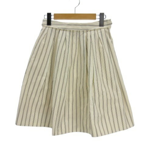 【中古】アプワイザーリッシェ Apuweiser-riche ストライプ タック スカート ミニ丈 1 ホワイト ■TC レディース 【ベクトル 古着】 260120