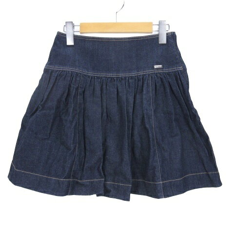 【中古】ブルーレーベルクレストブリッジ BLUE LABEL CRESTBRIDGE デニム スカート フリル ミニ 36 インディゴ ■TC レディース 【ベクトル 古着】 260128