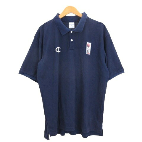 【中古】チャンピオン CHAMPION ポロシャツ 半袖 YO ネイビー ■GY12 メンズ 【ベクトル 古着】 260221
