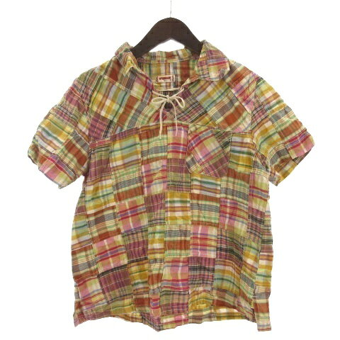 【中古】マックレガー マクレガー McGREGOR チェック シャツ Vネック フロントリボン 半袖 L マルチカラー ■GY12 レディース 【ベクトル 古着】 260309
