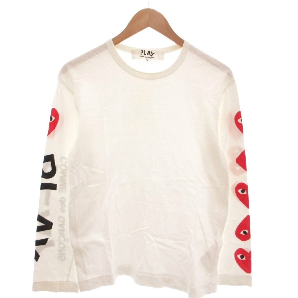PLAY COMME des GARÇONS 長袖Tシャツ XS ホワイト COMME DES GARCONS PLAY LONG SLEEVE BASIC LOGO T-SHIRT WHITE Size