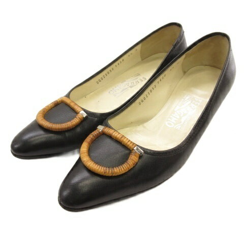 Rakuten - 【中古】サルヴァトーレフェラガモ Salvatore Ferragamo パンプス ローヒール vibram ブラック6.5 ■GY62 レディース 【ベクトル 古着】 260421