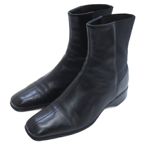 【中古】プラダ PRADA サイドゴア ショートブーツ ブラック 36.5 ■GY62 レディース 【ベクトル 古着】 260402