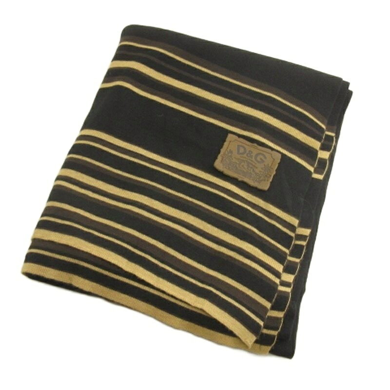 【中古】ドルチェ&ガッバーナ ドルガバ DOLCE&GABBANA ストール ボーダー ブラック ブラウン ■GY62 メンズ レディース 【ベクトル 古着】 260425