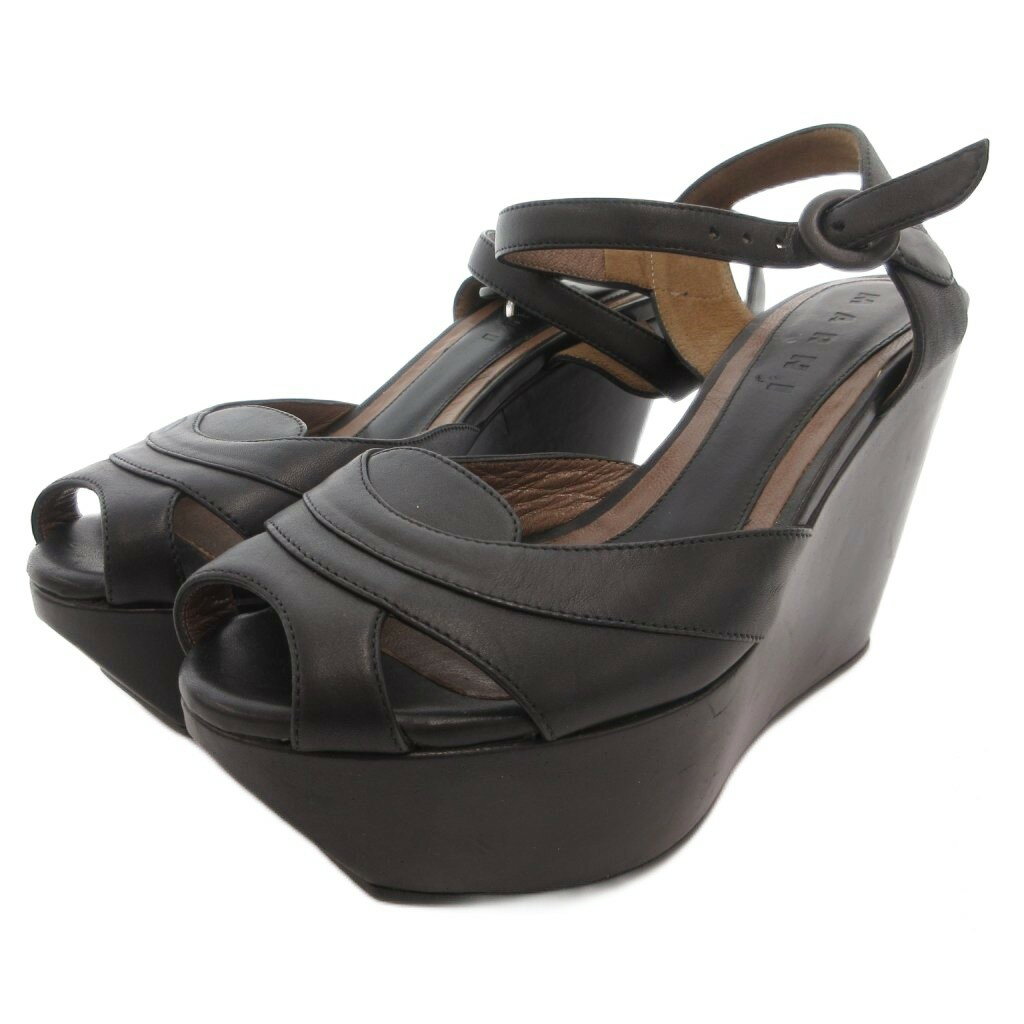 樂天商城 - 【中古】マルニ MARNI サンダル 厚底 ストラップ レザー 36 黒 ブラック /FF ■GY62 レディース 【ベクトル 古着】 260421