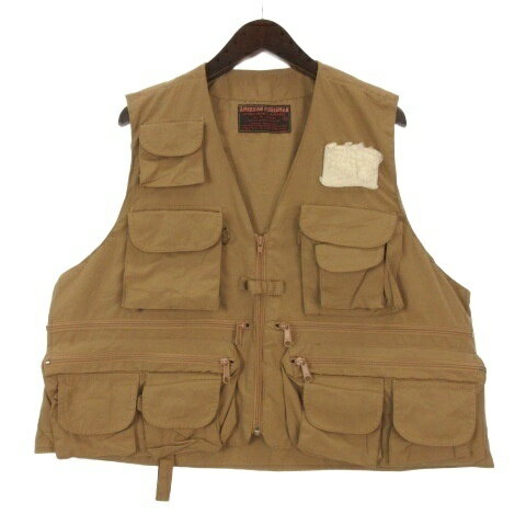 Vests - 【中古】アメリカンフィッシャーマン AMERICAN FISHERMAN フィッシング ベスト ベージュ M 260413E メンズ 【ベクトル 古着】 260413