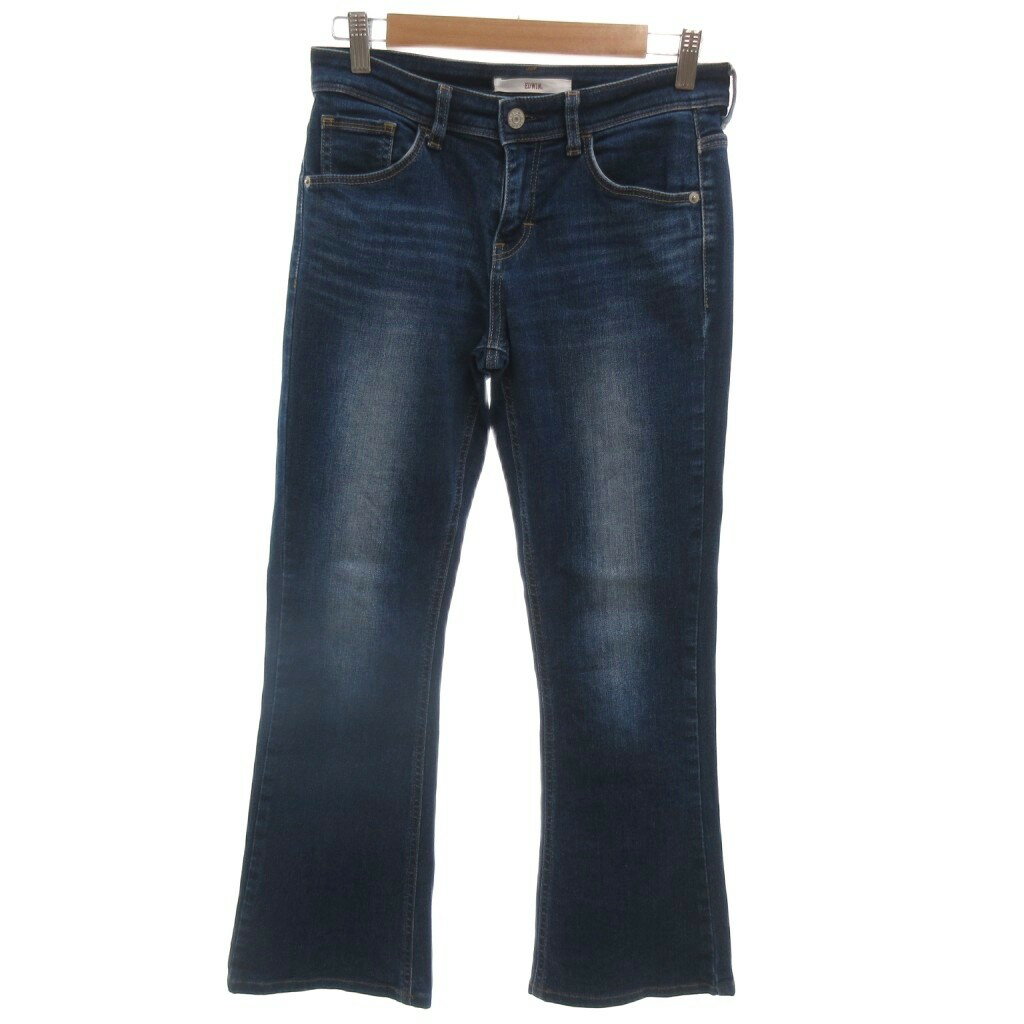 乐天商城 - 【中古】エドウィン EDWIN デニムパンツ ジーンズ 28 インディゴブルー 無地 フレアシルエット ウォッシュ加工 /MX ■GY74 レディース 【ベクトル 古着】 260418