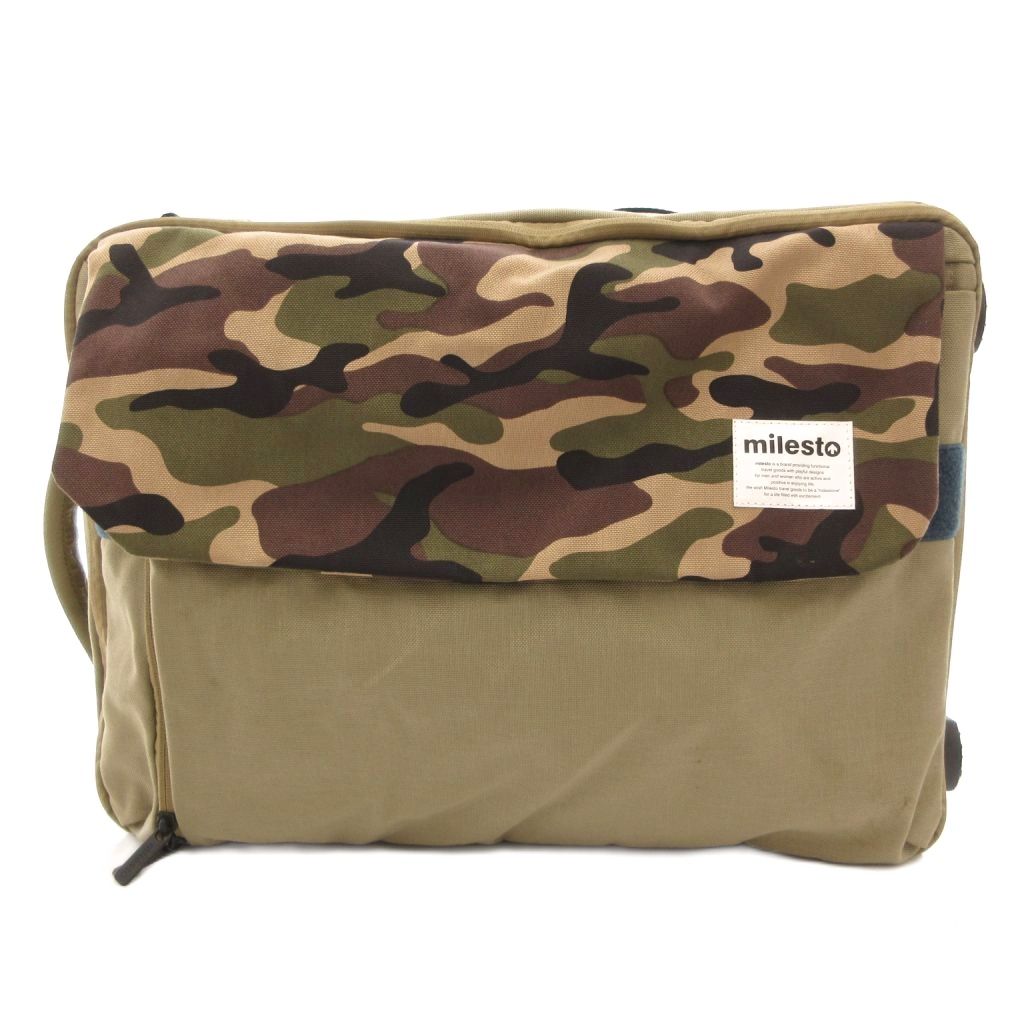 Boston Bags - 【中古】ミレスト milesto 3WAY キャリーケース ボストンバッグ トラベル カーキ カモフラージュ柄 フラップ付き /TQ ■GY74 メンズ 【ベクトル 古着】 260502