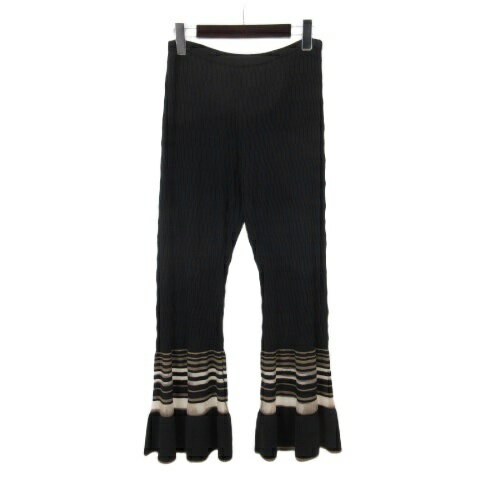 Rakuten - 【中古】オープンセサミクラブ OPEN SESAME CLUB bumpy flare pants ニット フレア パンツ ブラック 【ベクトル 古着】 260429