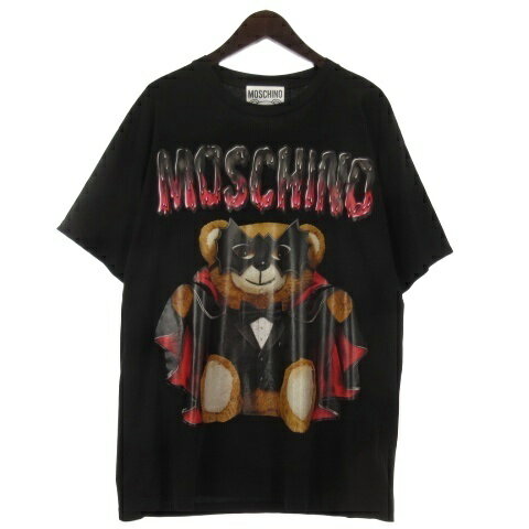 【中古】モスキーノ MOSCHINO ベアプリント Tシャツ カットソー 半袖 ブラック M メンズ 【ベクトル 古着】 260520