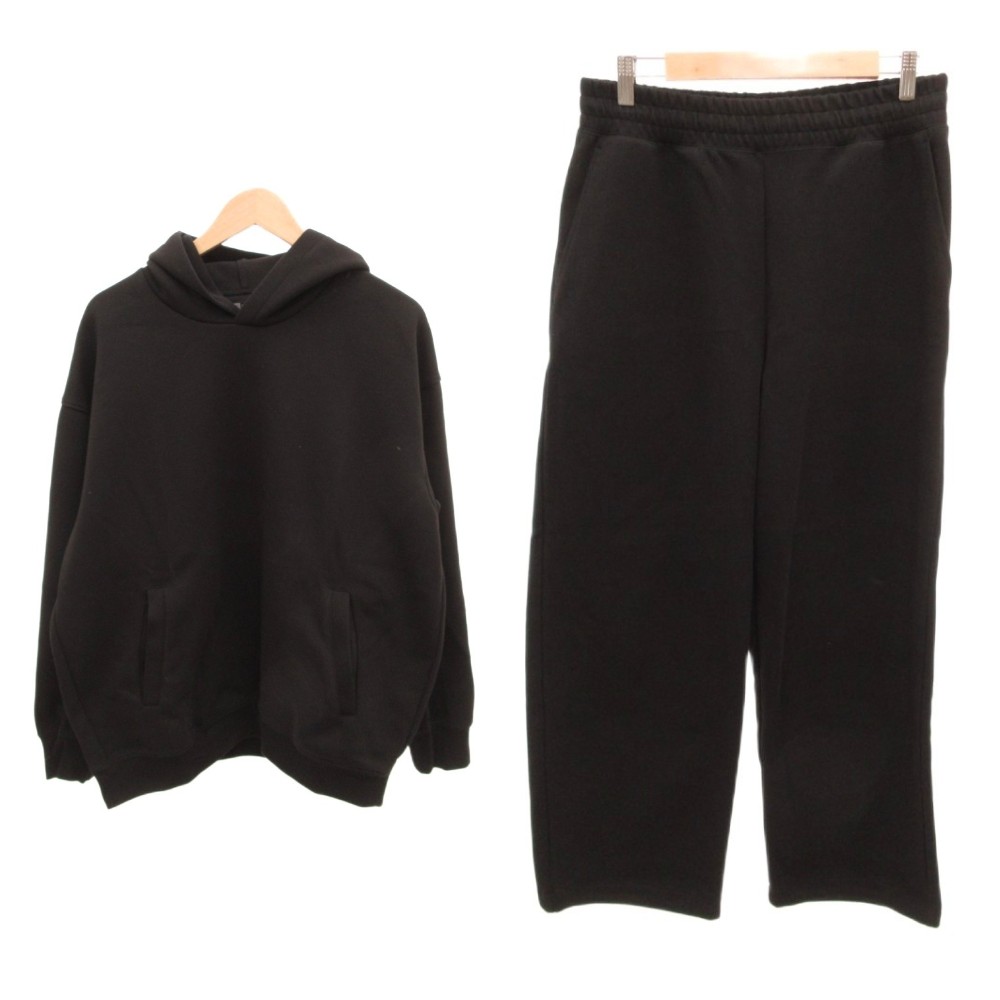 【中古】ユニクロ UNIQLO C セットアップ パーカー スウェットパンツ プルオーバー フード イージー XL M 黒 ブラック /IL メンズ 【ベクトル 古着】 260804