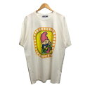 【中古】未使用品 モスキーノ MOSCHINO Tシャツ 半袖 クルーネック オーバーサイズ プリント コットン 44 白 ホワイト 黄 イエロー ピンク 青 ブルー 緑 グリーン レディース 【ベクトル 古着】 230606