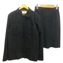 【中古】tre pini セットアップ ジャケット スカート スカラップカット 膝丈 42 黒 ブラック レディース 【ベクトル 古着】 240118