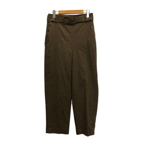 【中古】ザラウーマン ZARA WOMAN パンツ 無地 ベルト センタープレス M 茶 ブラウン ※MZ レディース 【ベクトル 古着】 240127