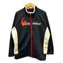 【中古】ルコックスポルティフ le coq sportif ジャケット アウター ジャージ ロゴプリント 裏生地 長袖 LL 黒 ブラック 赤 レッド 白 ホワ...
