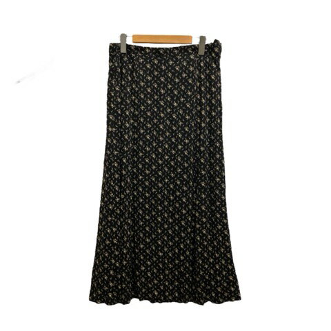 【中古】ロッサ Rossa フレアスカート ロングスカート 花柄 48 黒 ブラック アイボリー カーキ レディース 【ベクトル 古着】 240413