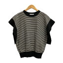 【中古】オペークドットクリップ OPAQUE.CLIP ニット セーター ノースリーブ クルーネック ボーダー 36 黒 ブラック 白 ホワイト レディース 【...