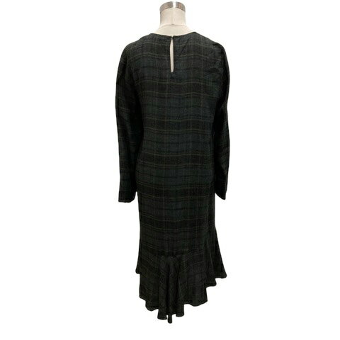 【中古】ザラウーマン ZARA WOMAN ワンピース クルーネック プルオーバー チェック ひざ丈 長袖 M グレー 黄 イエロー 黒 ブラック レディース 【ベクトル 古着】 240620