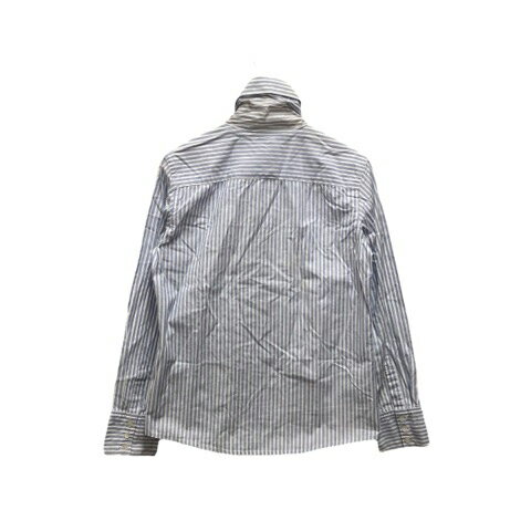 【中古】アセンション ASCENSION シャツ 長袖 ストライプ 青 ブルー 白 ホワイト レディース 【ベクトル 古着】 240804