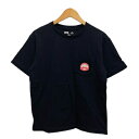 【中古】ユニクロ UNIQLO Tシャツ カットソー クルーネック プリント すみっコぐらし 半袖 140 紺 ネイビー 桃 ピンク 白 ホワイト キッズ 【ベクトル 古着】 240822