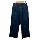 【中古】コンフォートベーシック Comfort Basic ガウチョパンツ ワイド ウエストゴム タック 綿 無地 ロング丈 M 青 ブルー レディース 【ベク...