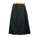 【中古】未使用品 デッサン dessin フレアスカート ひざ丈 チェック ウエストゴム XS 緑 グリーン 黒 ブラック 白 ホワイト レディース 【ベクトル...