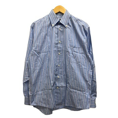 【中古】ヴェリー VERRI シャツ ワイシャツ クルーネック ストライプ 長袖 水色 スカイブルー 白 ホワイト 赤 レッド メンズ 【ベクトル 古着】 240904
