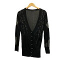 【中古】アドニシス Adonisis カーディガン 長袖 Vネック ビース装飾 無地 チュール F 黒 ブラック レディース 【ベクトル 古着】 240910(4)