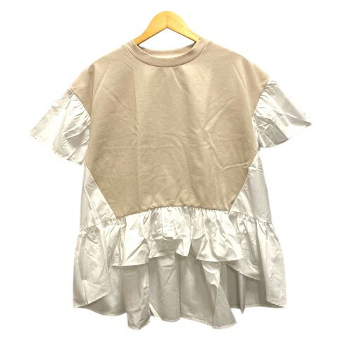 【中古】未使用品 スタイルラヴィー STYLE RAVIE チュニック カットソー クルーネック ドッキング 半袖 S~M ベージュ 白 ホワイト レディース 【ベクトル 古着】 240924 【中古】未使用品 スタイルラヴィー STYLE RAVIE チュニック カットソー クルーネック ドッキング 半袖 S~M ベージュ 白 ホワイト レディース 【ベクトル 古着】 240924