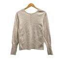 【中古】ローラアシュレイ LAURA ASHLEY ニット セーター 長袖 クルーネック 無地 パール装飾 ウール混 40 ベージュ 白 ホワイト レディース 【ベクトル 古着】 241002(4)