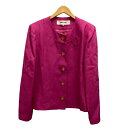 【中古】ピエールカルダン Pierre Cardin ジャケット ブレザー 836119-01 クルーネック 無地 裏地 長袖 11 桃 ピンク 黄 イエロー レディース 【ベクトル 古着】 241125