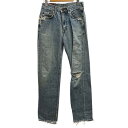 【中古】エドウィン EDWIN デニム 503 ジーンズ ストレート 無地 ロング丈 30 青 インディゴブルー メンズ 【ベクトル 古着】 241204