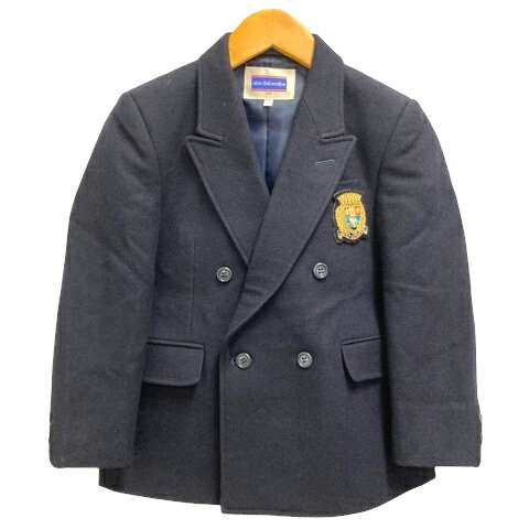 【中古】abs dabsorba ジャケット ブレザー ダブル ウール混 ブローチ付 上着 120 紺 ネイビー 男の子 キッズ 【ベクトル 古着】 250220