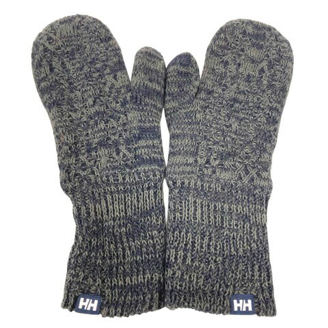 【中古】ヘリーハンセン HELLY HANSEN 手袋 ニット グローブ ミトン ミックス グレー 紺 ネイビー メンズ 【ベクトル 古着】 250227