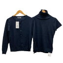 【中古】COLOR アンサンブルニット トップス 上着 セット 無地 M 紺 ネイビー 青 ブルー レディース 【ベクトル 古着】 250301
