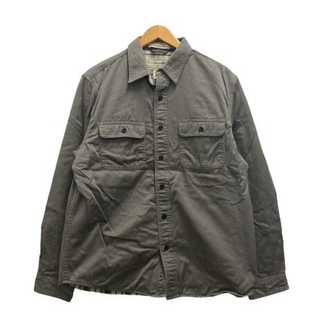 【中古】エルエルビーン L.L.BEAN シャツ 長袖 無地 コットン 298385 M グレー メンズ 【ベクトル 古着..