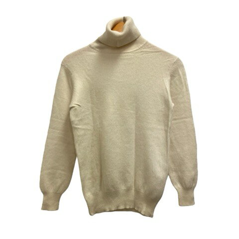 【中古】カシミヤ CASHMERE ニット セーター 長袖 タートルネック 無地 L アイボリー レディース 【ベクトル 古着】 250310