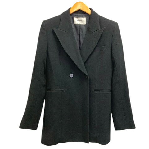 【中古】レノマ renoma PARIS ジャケット ダブル ウール混 長袖 無地 38 黒 ブラック レディース 【ベクトル 古着】 250313