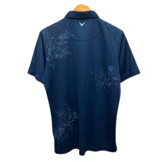 【中古】キャロウェイ CALLAWAY ポロシャツ スポーツウェア フラワー ワンポイントロゴ 半袖 L 紺 ネイビー メンズ 【ベクトル 古着】 250404