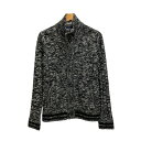 【中古】ニコルクラブフォーメン NICOLE CLUB FOR MEN カーディガン 長袖 ハイネック 総柄 3564-6301 46 黒 ブラック 白 ホワイト メンズ 【ベクトル 古着】 250419